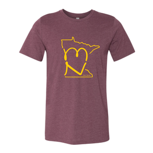 MN Love (Minnesota Love) Maroon & Gold T-Shirt