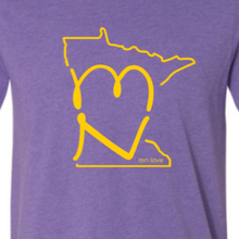 Load image into Gallery viewer, MN Love (Minnesota Love) Purple &amp; Gold T-Shirt

