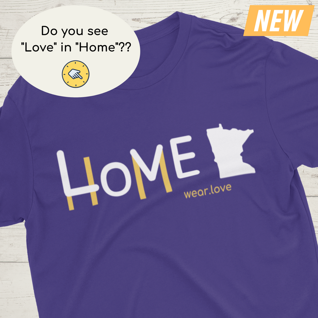 Home, Love, Minnesota T-Shirt (Purple & Gold)